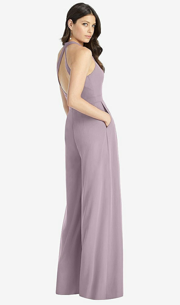 【STYLE: 3046】V-Neck Backless Pleated Front Jumpsuit【COLOR: Lilac Dusk】
