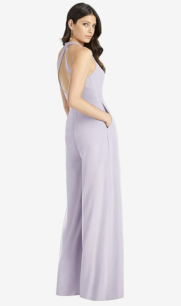【STYLE: 3046】V-Neck Backless Pleated Front Jumpsuit【COLOR: Moondance】