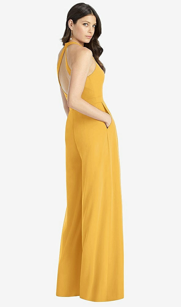【STYLE: 3046】V-Neck Backless Pleated Front Jumpsuit【COLOR: NYC Yellow】