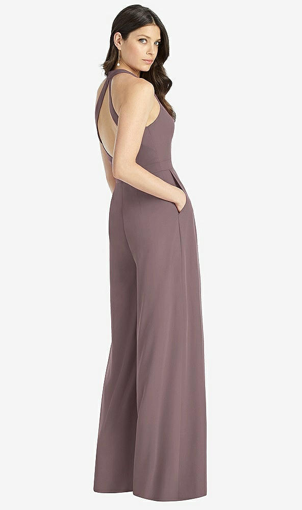 【STYLE: 3046】V-Neck Backless Pleated Front Jumpsuit【COLOR: French Truffle】