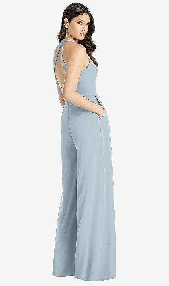 【STYLE: 3046】V-Neck Backless Pleated Front Jumpsuit【COLOR: Mist】