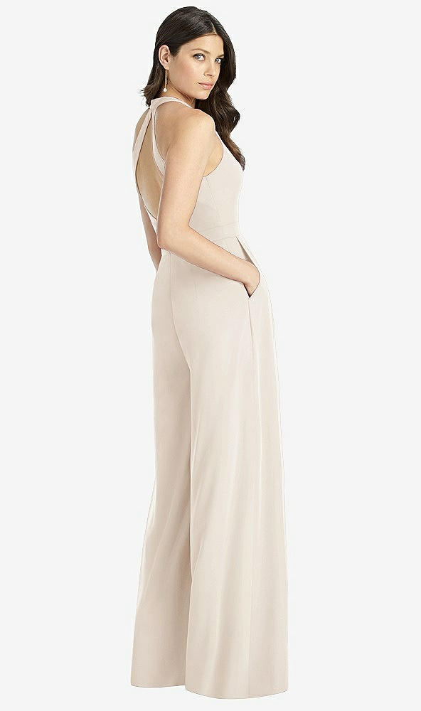 【STYLE: 3046】V-Neck Backless Pleated Front Jumpsuit【COLOR: Oat】