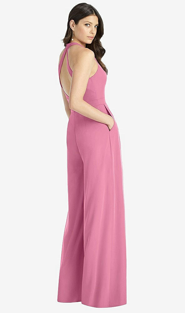 【NEW】【STYLE: 3046】Vネック バックレス プリーツ フロント ジャンプスーツ【COLOR: Orchid Pink】【SIZE: 00-30W】