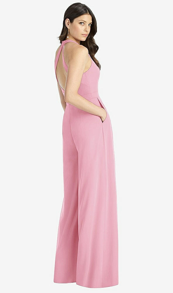 【NEW】【STYLE: 3046】Vネック バックレス プリーツ フロント ジャンプスーツ【COLOR: Peony Pink】【SIZE: 00-30W】