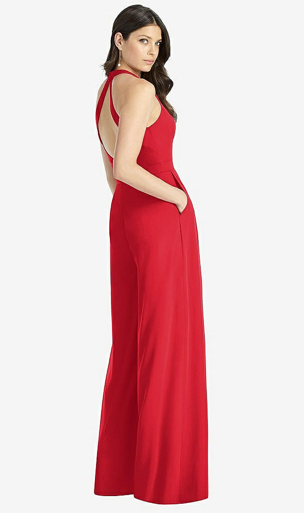 【STYLE: 3046】V-Neck Backless Pleated Front Jumpsuit【COLOR: Parisian Red】