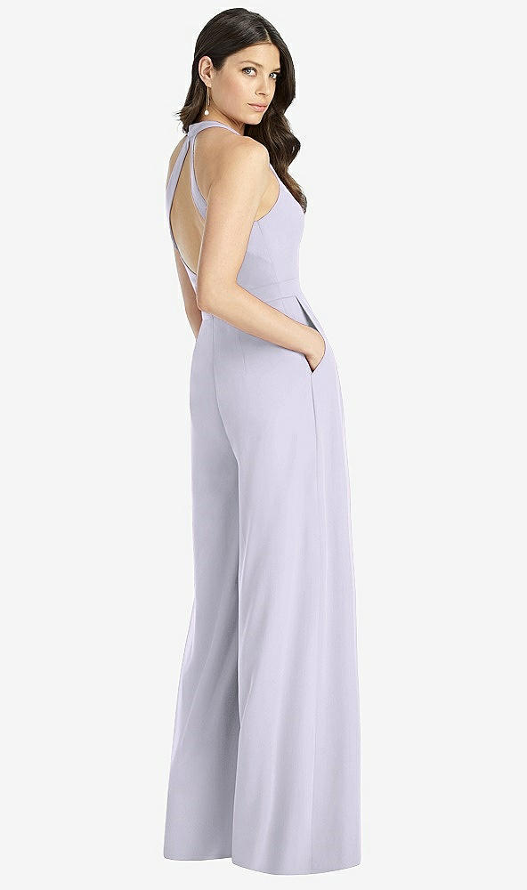 【STYLE: 3046】V-Neck Backless Pleated Front Jumpsuit【COLOR: Silver Dove】
