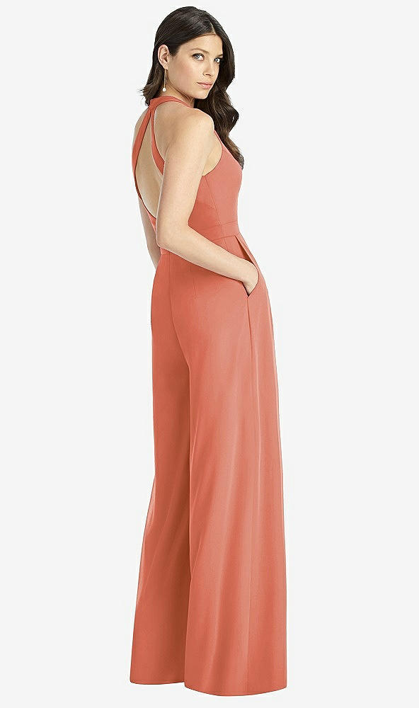 【STYLE: 3046】V-Neck Backless Pleated Front Jumpsuit【COLOR: Terracotta Copper】