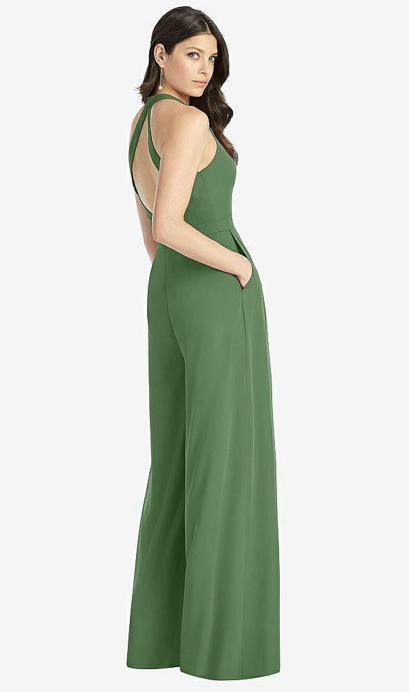 【STYLE: 3046】V-Neck Backless Pleated Front Jumpsuit【COLOR: Vineyard Green】