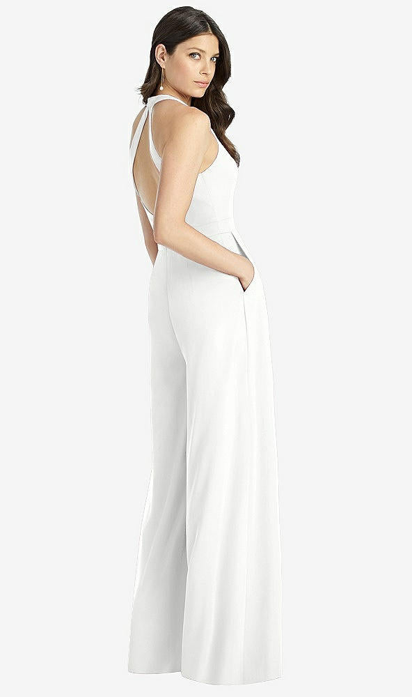 【STYLE: 3046】V-Neck Backless Pleated Front Jumpsuit【COLOR: White】