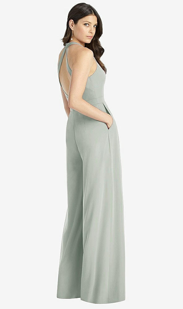 【STYLE: 3046】V-Neck Backless Pleated Front Jumpsuit【COLOR: Willow Green】