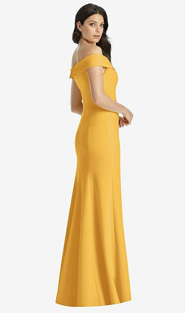 【NEW】【STYLE: 3038】オフショルダー ノッチ トランペット ガウン 前面 スリット【COLOR: NYC Yellow】【SIZE: 00-30W】