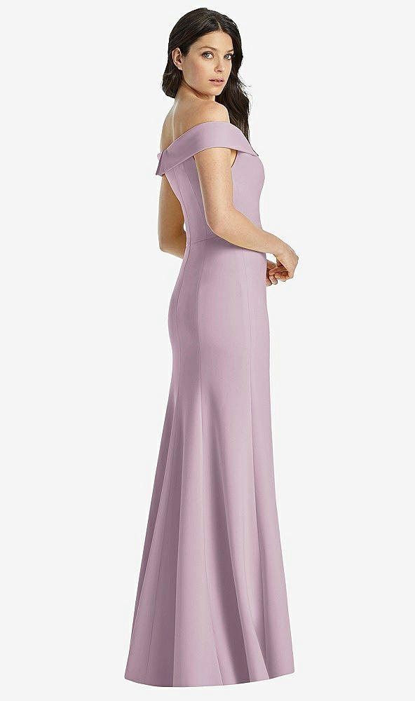 【STYLE: 3038】Off-the-Shoulder Notch Trumpet Gown with Front Slit【COLOR: Suede Rose】