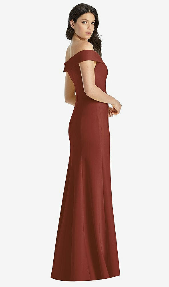 【STYLE: 3038】Off-the-Shoulder Notch Trumpet Gown with Front Slit【COLOR: Auburn Moon】