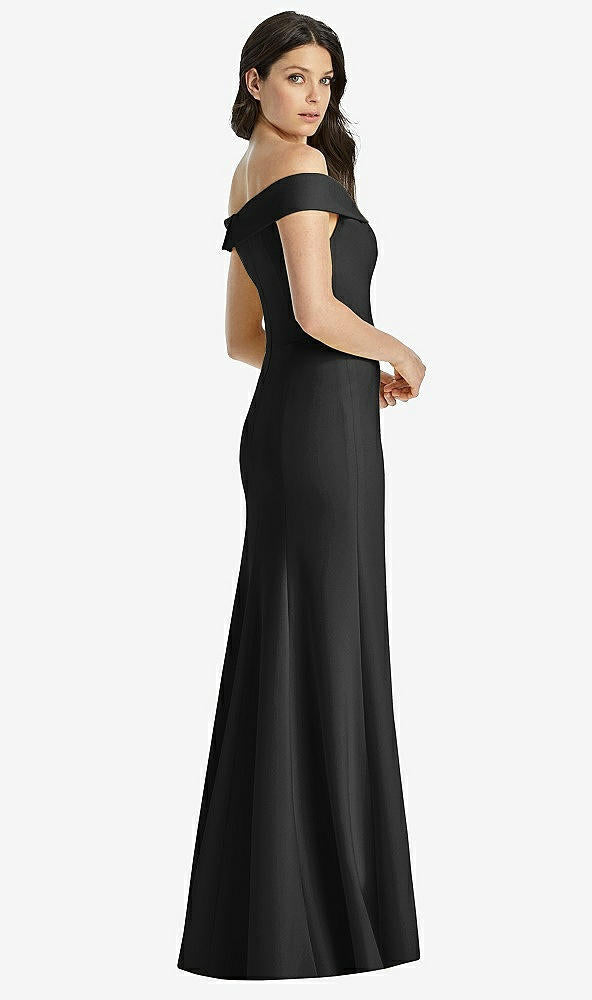 【STYLE: 3038】Off-the-Shoulder Notch Trumpet Gown with Front Slit【COLOR: Black】