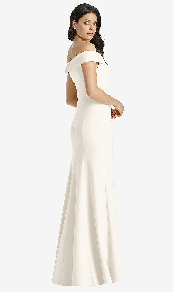 【STYLE: 3038】Off-the-Shoulder Notch Trumpet Gown with Front Slit【COLOR: Ivory】
