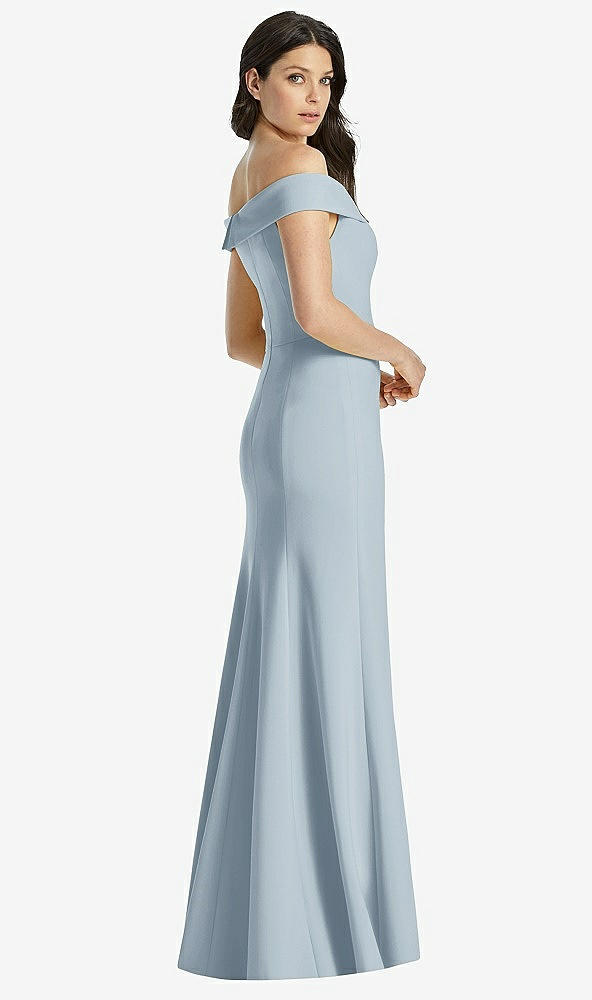 【STYLE: 3038】Off-the-Shoulder Notch Trumpet Gown with Front Slit【COLOR: Mist】