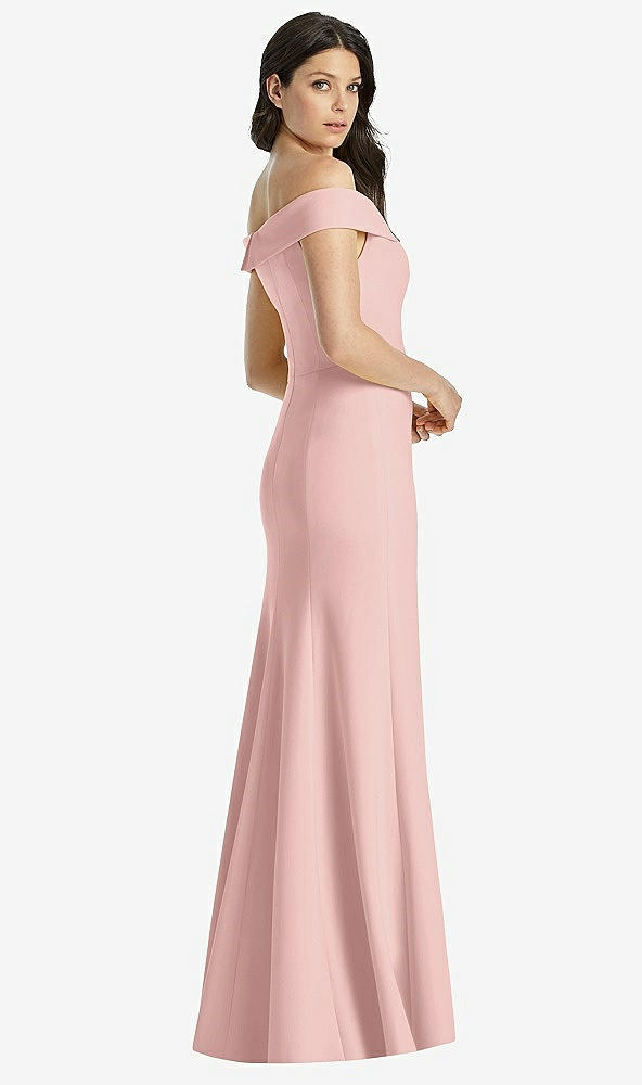 【NEW】【STYLE: 3038】オフショルダー ノッチ トランペット ガウン 前面 スリット【COLOR: Rose - PANTONE Rose Quartz】【SIZE: 00-30W】