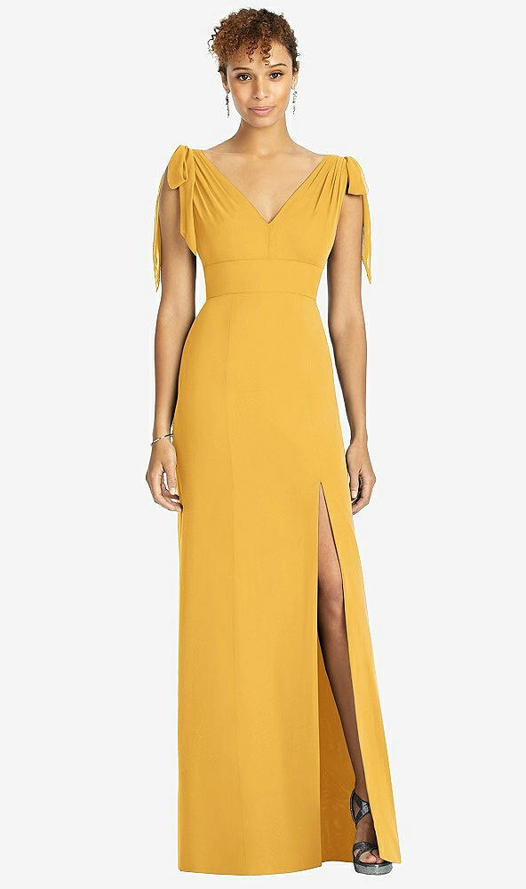 【STYLE: 4542】Bow-Shoulder Sleeveless Deep V-Back Mermaid Dress【COLOR: NYC Yellow】