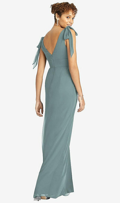 【STYLE: 4542】Bow-Shoulder Sleeveless Deep V-Back Mermaid Dress【COLOR: Icelandic】