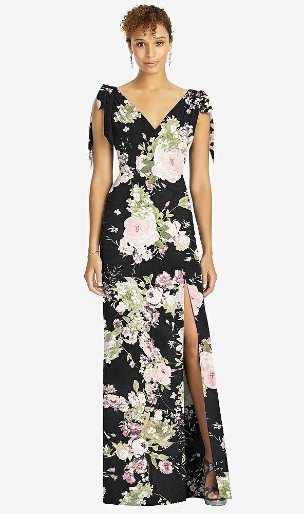 【NEW】【STYLE: 4542】弓肩 袖なし 深い Vバック 人魚 ドレス【COLOR: Noir Garden】【SIZE: 00-30W】