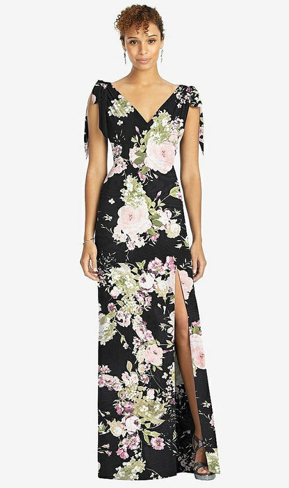 【NEW】【STYLE: 4542】弓肩 袖なし 深い Vバック 人魚 ドレス【COLOR: Noir Garden】【SIZE: 00-30W】