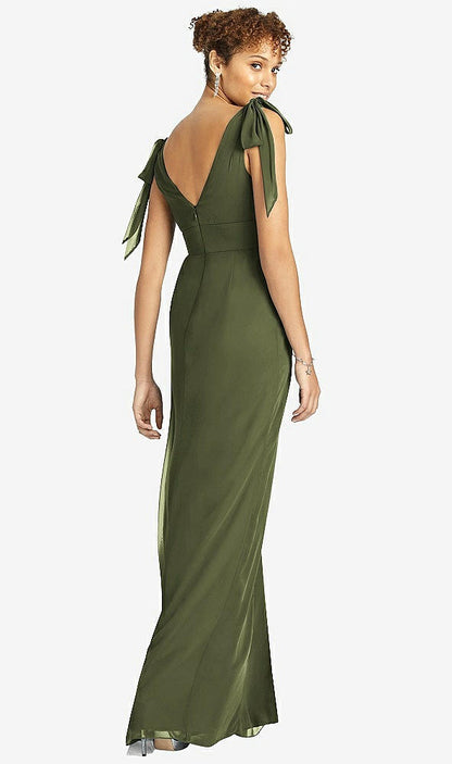 【STYLE: 4542】Bow-Shoulder Sleeveless Deep V-Back Mermaid Dress【COLOR: Olive Green】