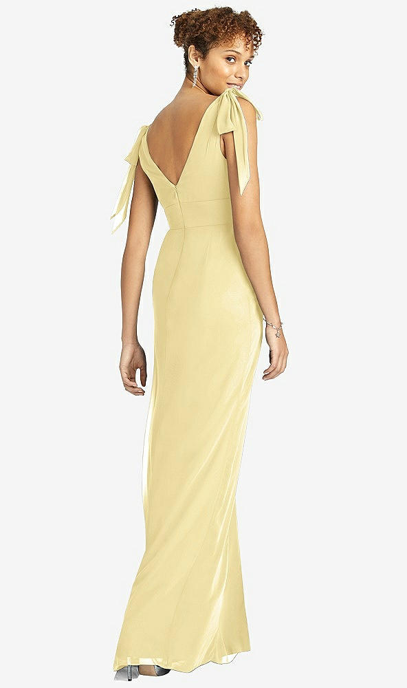 【STYLE: 4542】Bow-Shoulder Sleeveless Deep V-Back Mermaid Dress【COLOR: Pale Yellow】