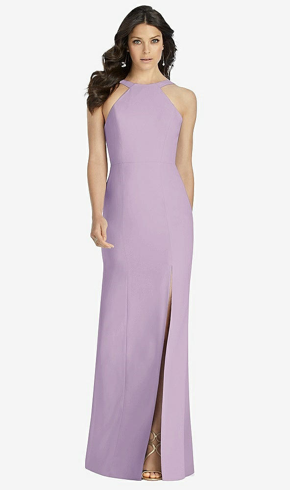 【NEW】【STYLE: 3039】ハイネック バックレス クレープ トランペット ガウン【COLOR: Pale Purple】【SIZE: 00-30W】