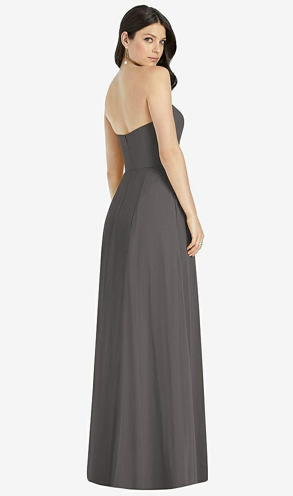 【STYLE: 3041】Strapless Notch Chiffon Maxi Dress【COLOR: Caviar Gray】