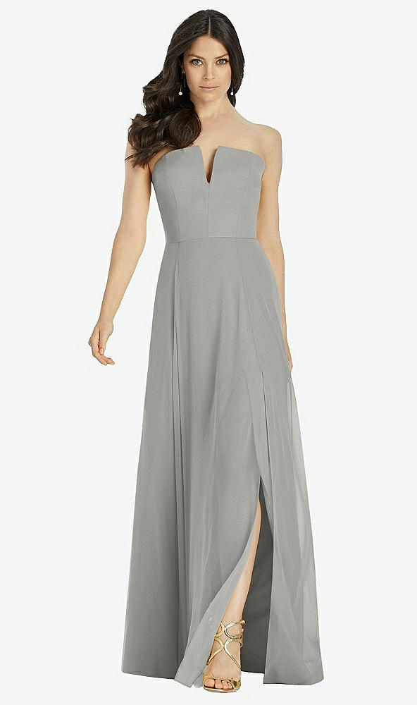【STYLE: 3041】Strapless Notch Chiffon Maxi Dress【COLOR: Chelsea Gray】