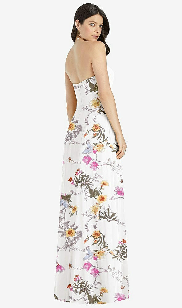 【STYLE: 3041】Strapless Notch Chiffon Maxi Dress【COLOR: Butterfly Botanica Ivory】