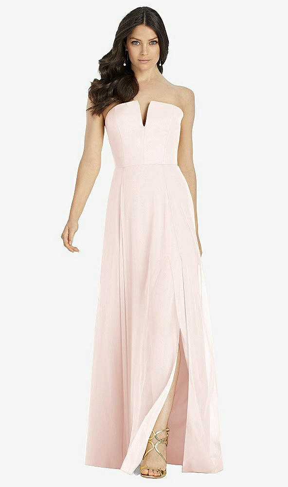 【STYLE: 3041】Strapless Notch Chiffon Maxi Dress【COLOR: Blush】