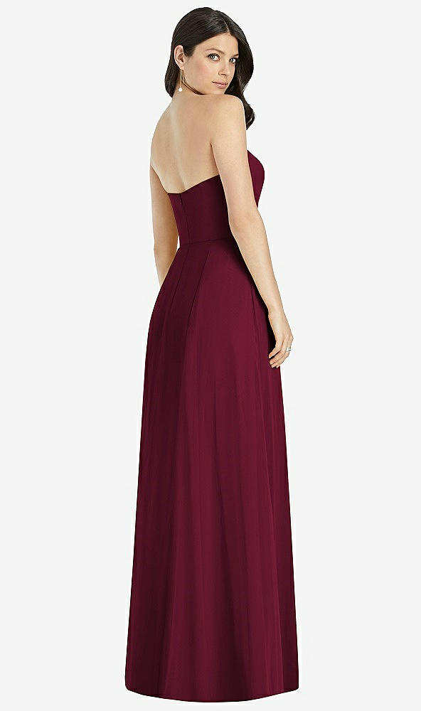 【STYLE: 3041】Strapless Notch Chiffon Maxi Dress【COLOR: Cabernet】