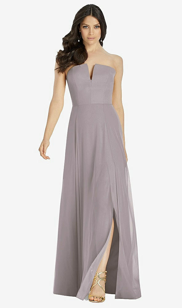 【STYLE: 3041】Strapless Notch Chiffon Maxi Dress【COLOR: Cashmere Gray】