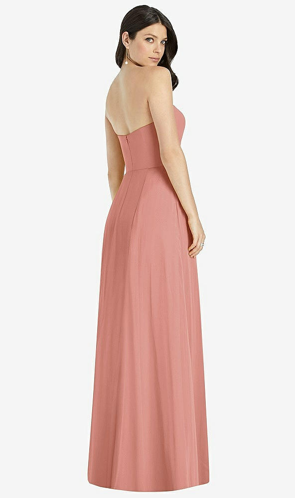 【STYLE: 3041】Strapless Notch Chiffon Maxi Dress【COLOR: Desert Rose】