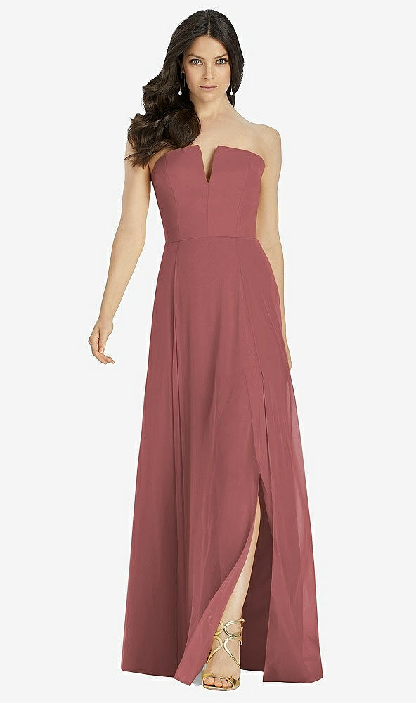 【STYLE: 3041】Strapless Notch Chiffon Maxi Dress【COLOR: English Rose】