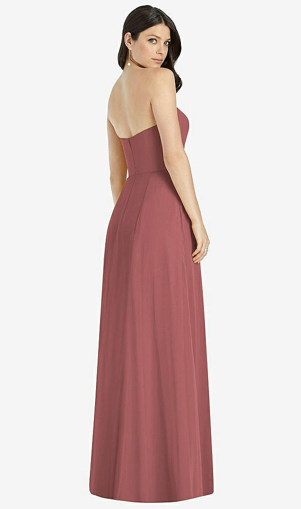 【STYLE: 3041】Strapless Notch Chiffon Maxi Dress【COLOR: English Rose】
