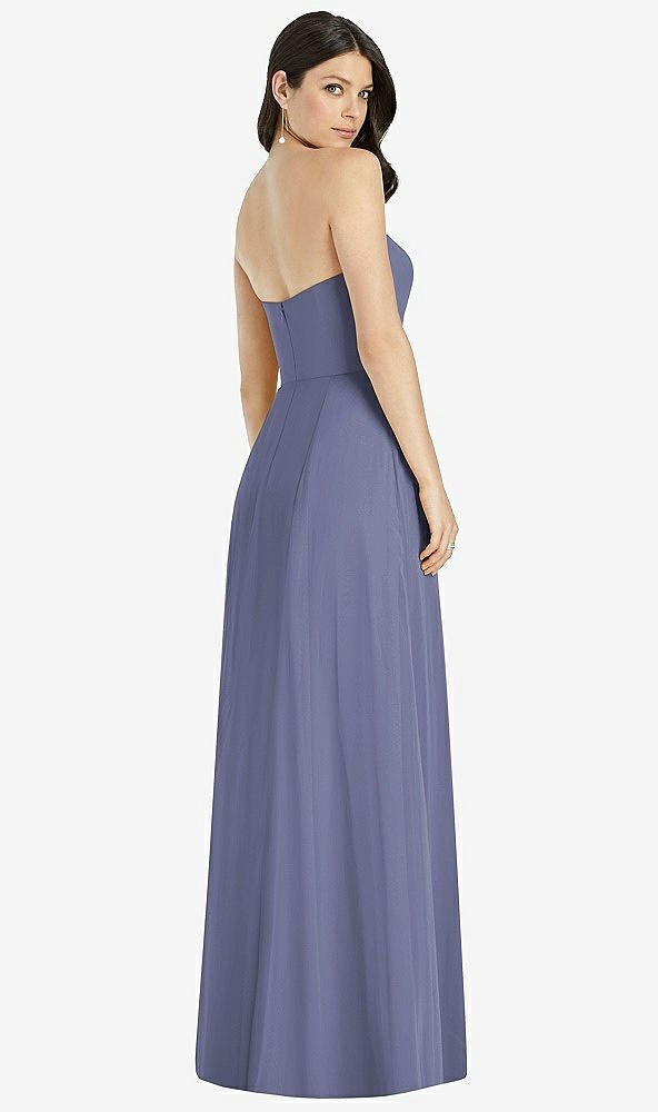 【NEW】【STYLE: 3041】ストラップレス ノッチ シフォン マキシ ドレス【COLOR: French Blue】【SIZE: 00-30W】
