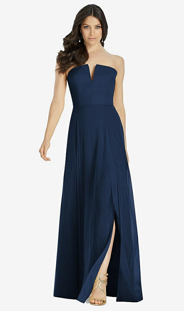 【NEW】【STYLE: 3041】ストラップレス ノッチ シフォン マキシ ドレス【COLOR: Midnight Navy】【SIZE: 00-30W】