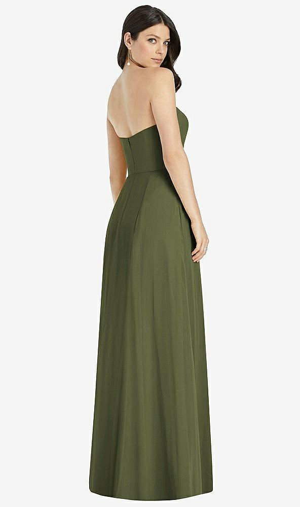【STYLE: 3041】Strapless Notch Chiffon Maxi Dress【COLOR: Olive Green】