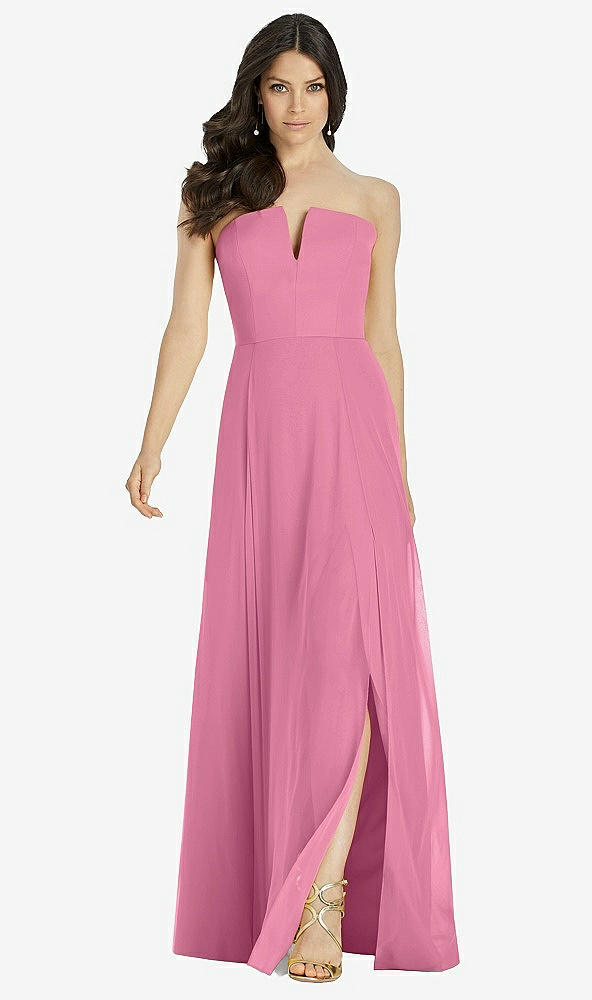 【STYLE: 3041】Strapless Notch Chiffon Maxi Dress【COLOR: Orchid Pink】