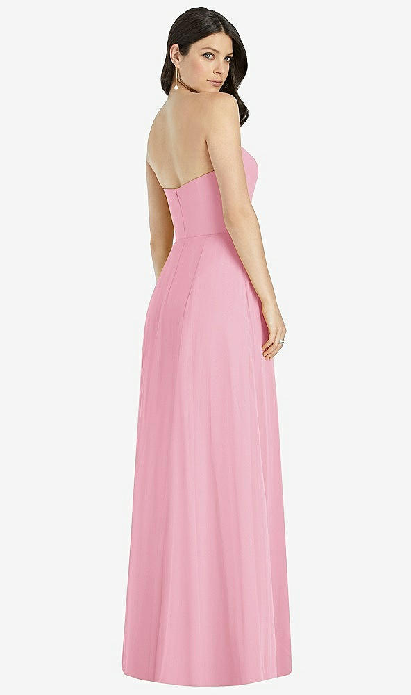 【STYLE: 3041】Strapless Notch Chiffon Maxi Dress【COLOR: Peony Pink】