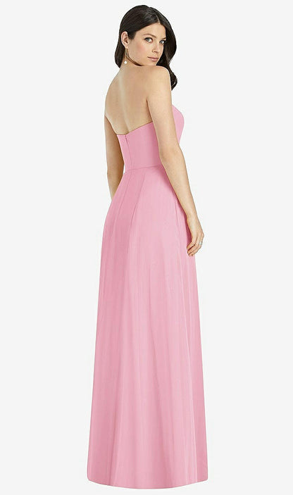 【STYLE: 3041】Strapless Notch Chiffon Maxi Dress【COLOR: Peony Pink】
