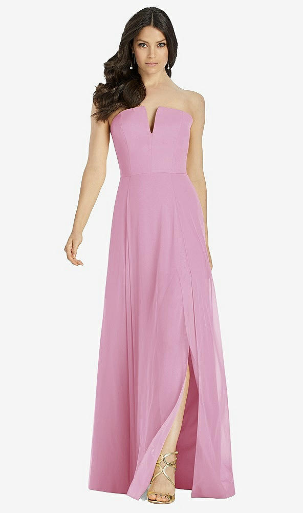 【STYLE: 3041】Strapless Notch Chiffon Maxi Dress【COLOR: Powder Pink】