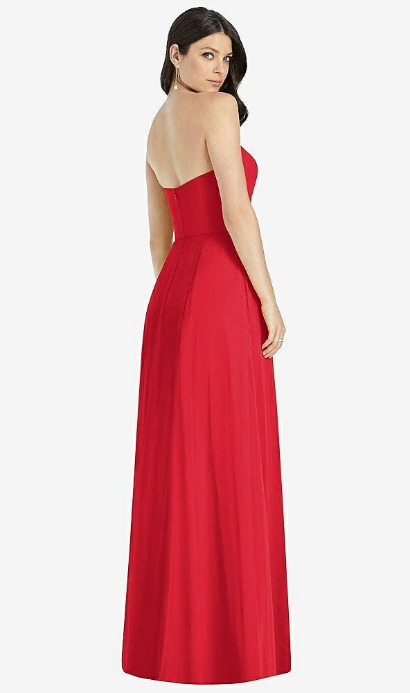 【STYLE: 3041】Strapless Notch Chiffon Maxi Dress【COLOR: Parisian Red】