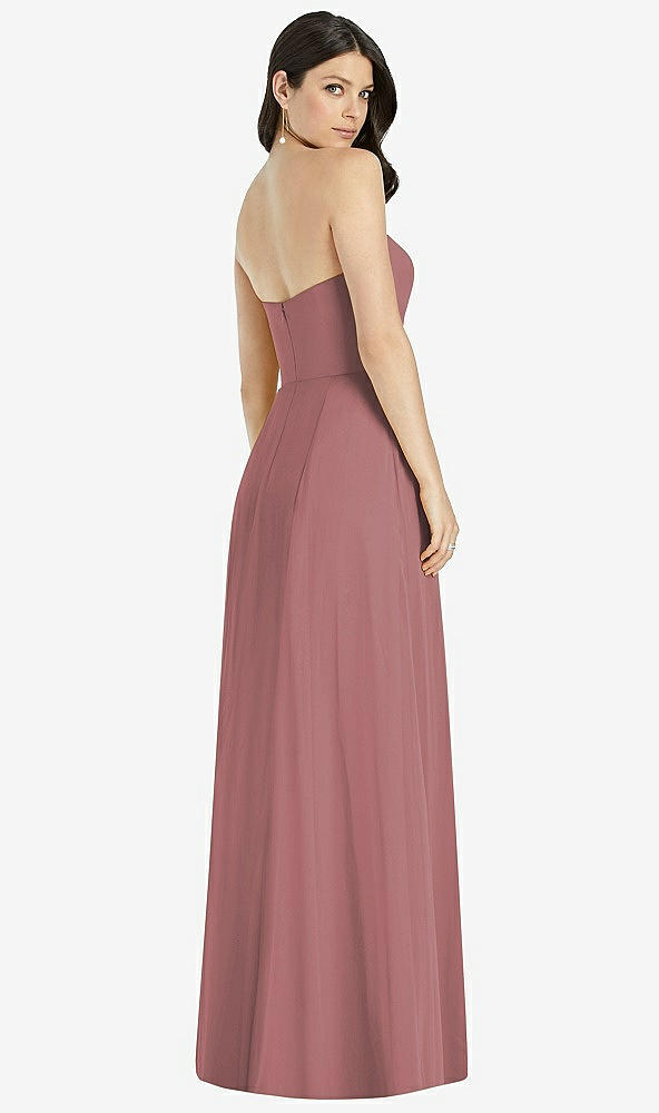【STYLE: 3041】Strapless Notch Chiffon Maxi Dress【COLOR: Rosewood】