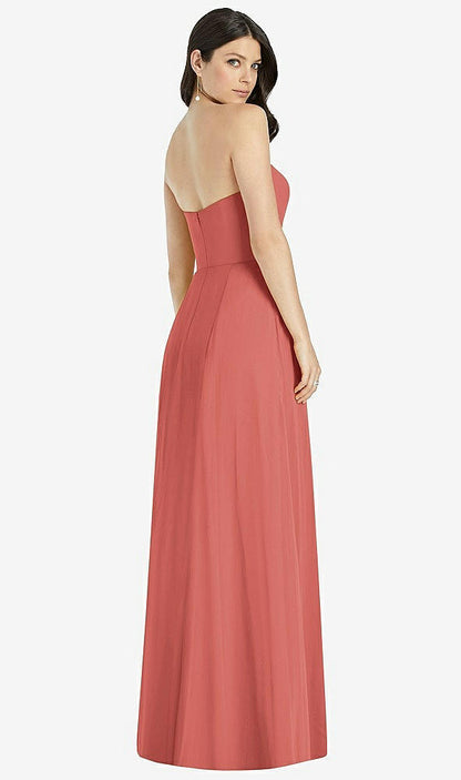 【STYLE: 3041】Strapless Notch Chiffon Maxi Dress【COLOR: Coral Pink】
