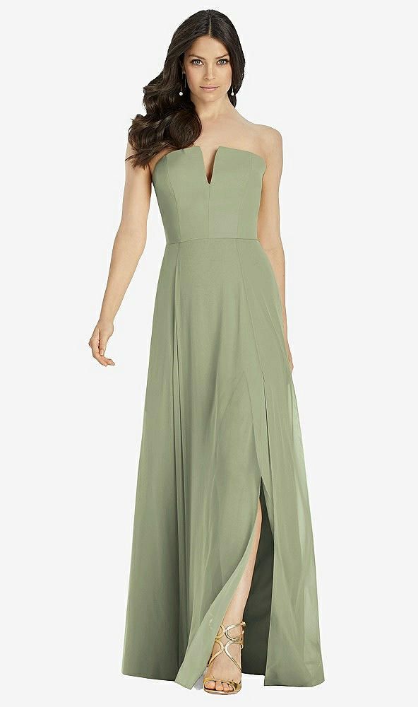 【STYLE: 3041】Strapless Notch Chiffon Maxi Dress【COLOR: Sage】