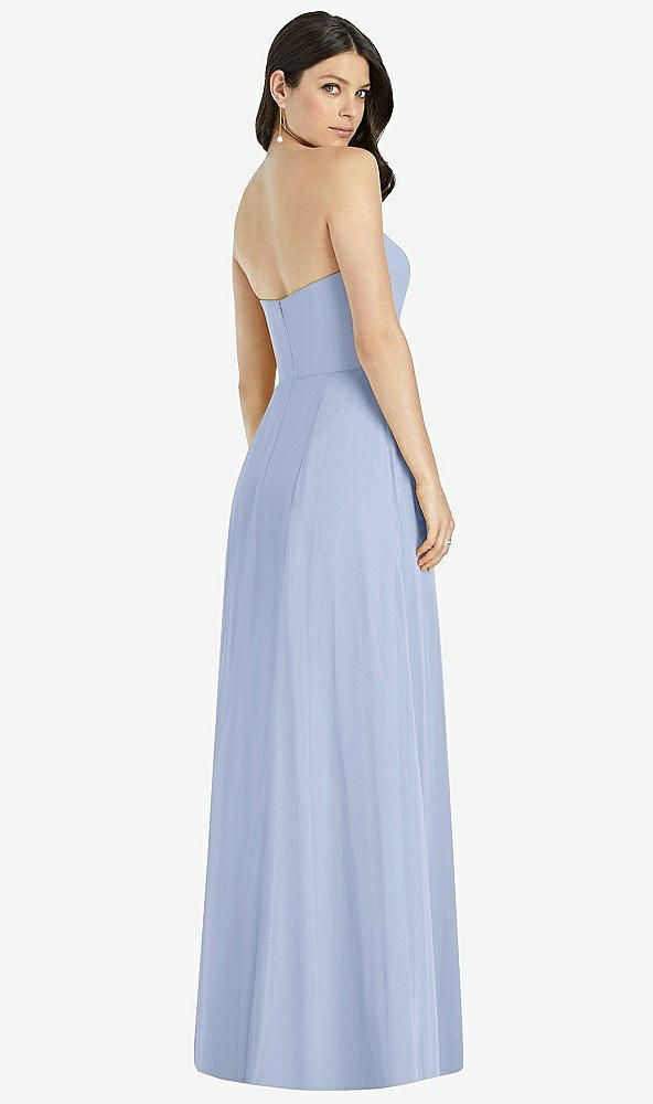 【NEW】【STYLE: 3041】ストラップレス ノッチ シフォン マキシ ドレス【COLOR: Sky Blue】【SIZE: 00-30W】