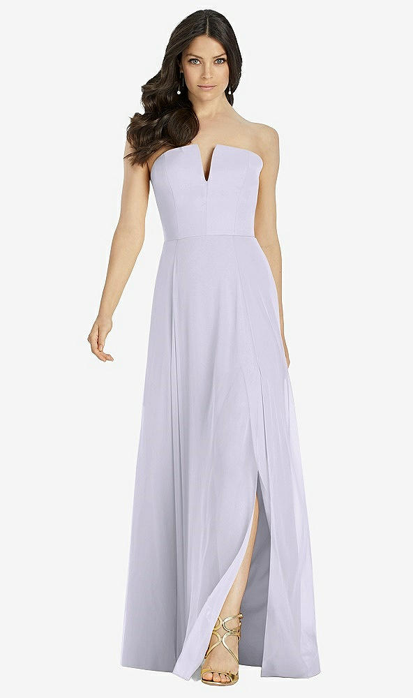【STYLE: 3041】Strapless Notch Chiffon Maxi Dress【COLOR: Silver Dove】